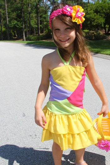 Girls Summer Dress Yellow Ruffled Skirt