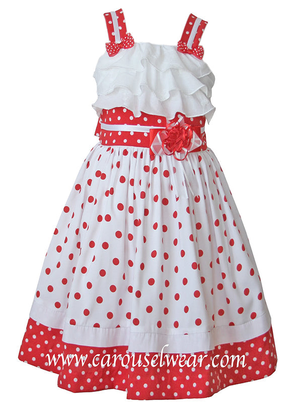 Girls Minnie Red Polka Dot Ruffle Dress Girls Minnie Red Polka Dot Ruffle Dress