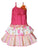 Adorable Fun Pink Spring Easter Summer Beach Holiday Smocked and Embroidered Strap Twirl Ruffled Dress for Girls - Flower Floral Strip all over print design Pink Yellow green orange 