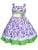 Beautiful Fun Purple Green and White Spring Easter Summer Smocked and Embroidered Strap Circle Dress for Girls - Floral Flower All Over Print Design