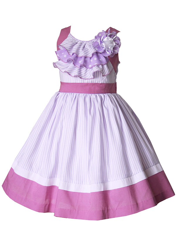 Girls Pauline Lavender Ruffled Summer Dress