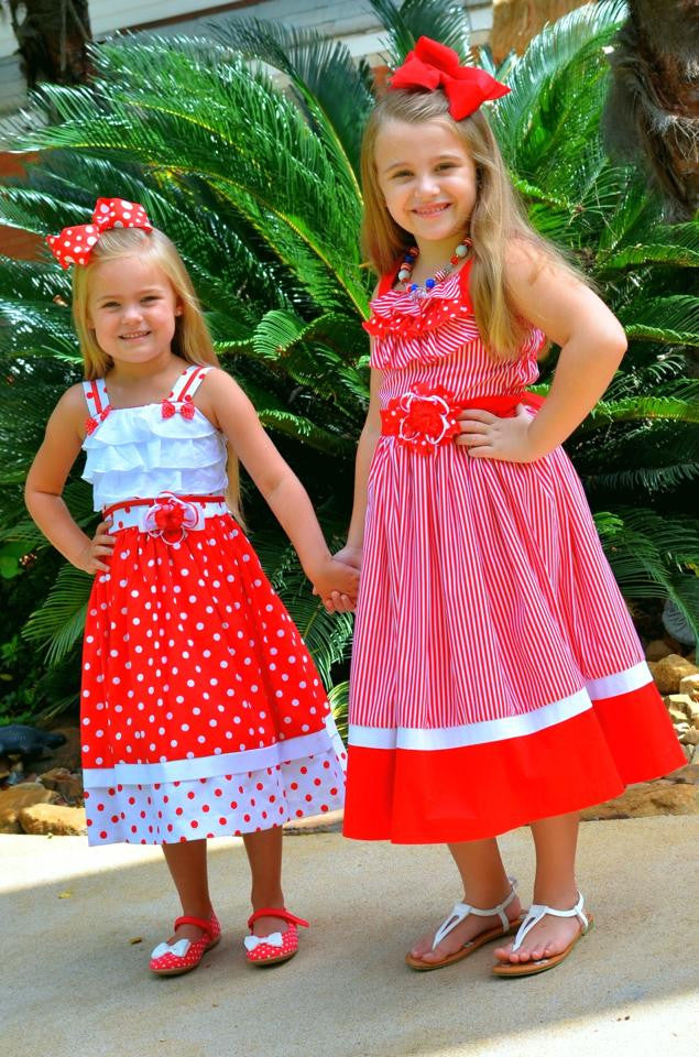 Minnie Ruffled Polka Dot Red Girls Summer Dress Minnie Ruffled Polka Dot Red Girls Summer Dress