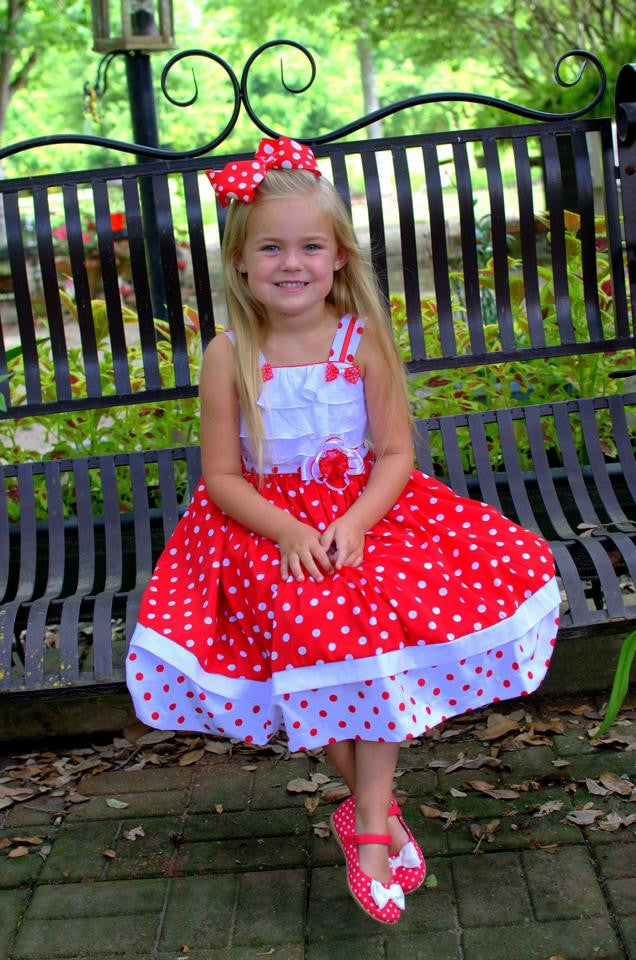 Minnie Ruffled Polka Dot Red Girls Summer Dress