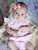 Luxury baby girls pink knit dress with diaper cover 