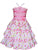 Adorable Sweet Pink Spring Easter Summer Holiday Smocked and Embroidered Cross Strap Frill Ruffle Dress for Girls - Flower Floral All Over Print Design