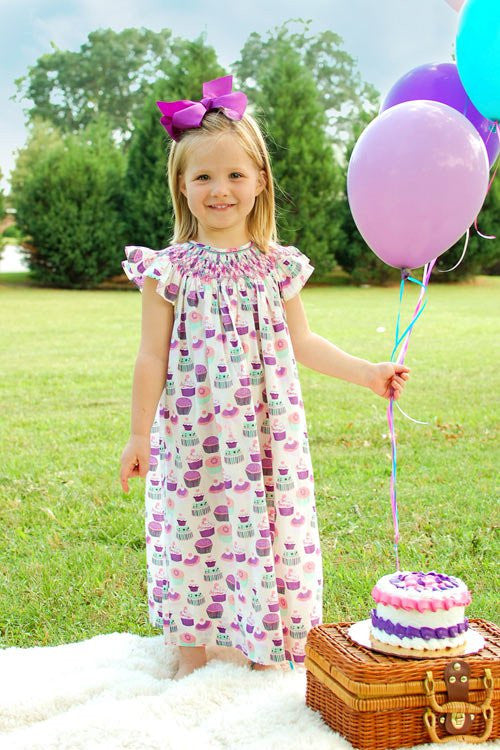 1st birthday cupcake dress Hand Smocked Cupcakes Birthday Party Girls Bishop Dress
