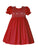 Beautiful Elegant Red Christmas Winter Holiday Smocked and Embroidered Classic Dress for Girls