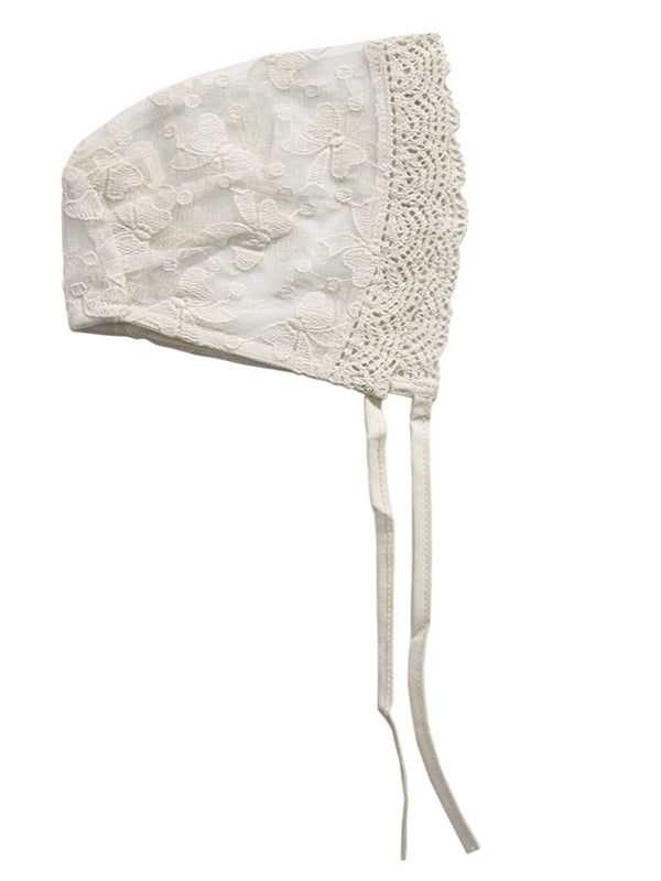 Baby Girls Bonnet in Ivory Lace for Christenings - Main Image