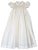 Beautiful Classic White Ivory Silk Christening Baptism Holiday Smocked and Embroidered Peter Pan Collar Dress Gown for Baby Girls with Puff Sleeves