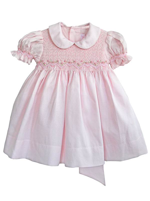 Adorable Sweet Light Pink Spring Easter Holiday Smocked and Embroidered Heirloom Dress for Girls
