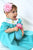 Aquamarine Girls Bishop Dress with Smocked Easter Bunny and Long Sleeves--Carousel Wear - 2