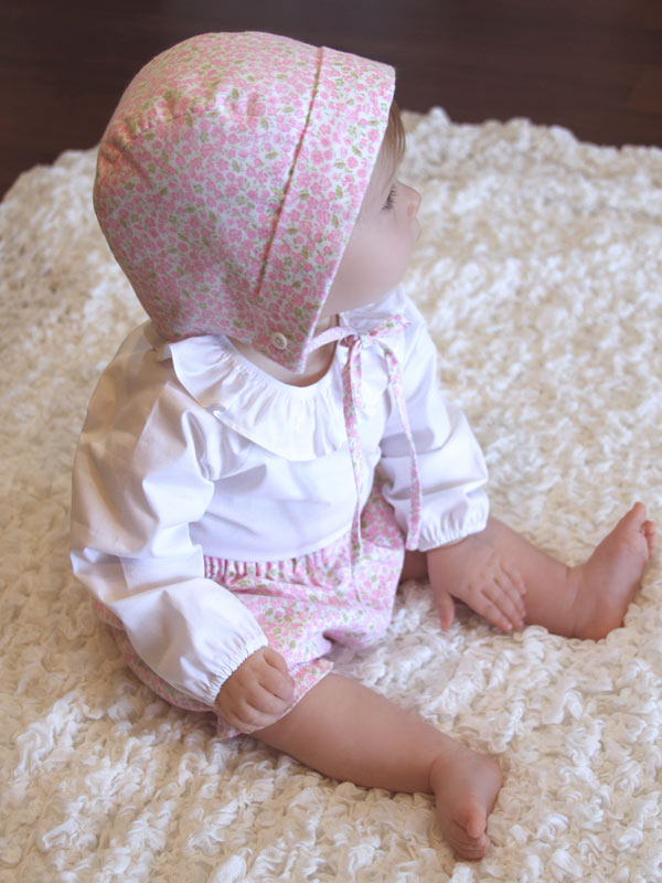 infant baby girl's easter bonnet bloomers ruffle shirt set 