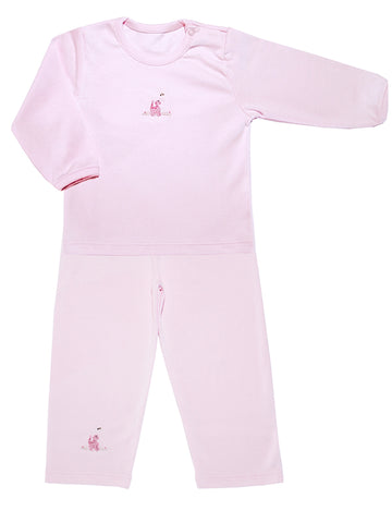 Baby girls pima cotton outfit pink knit