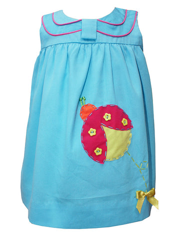 Baby girls ladybug appliqué summer cotton dress 