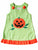 Baby Girls First Halloween Dress - Adorable embroidered pumpkin orange and lime green design 