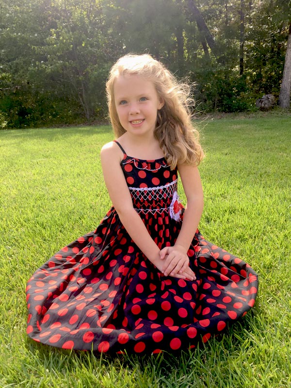 Girls Hand Smocked Summer Dress Black Red Polka Dots Girls Hand Smocked Summer Dress Black Red Polka Dots