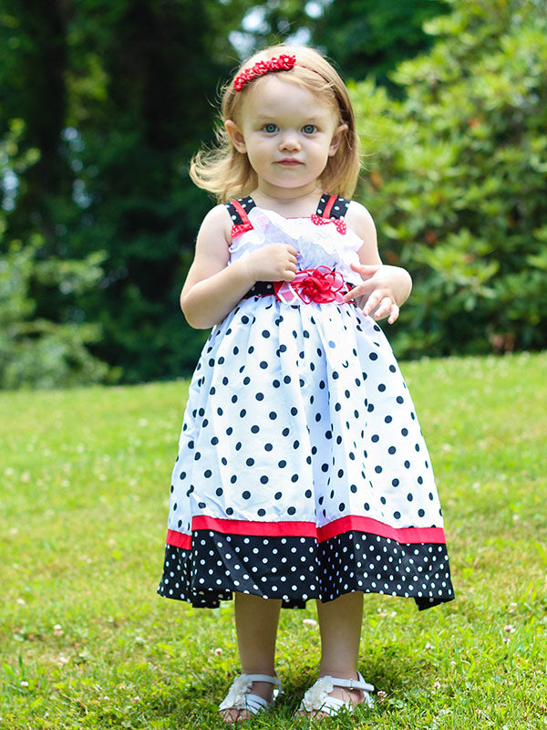 Girls Polka Dot Print Ruffle Trim Mesh Panel Dress | Kids fashion dress,  Kids frocks design, Kids dress