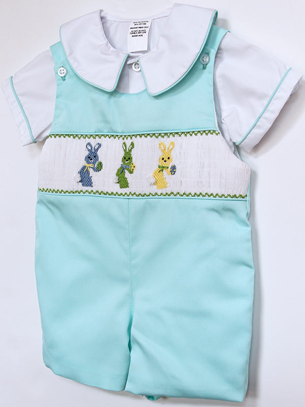 Baby Boy Smocked Easter Outfit Bunny Shortall