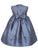 Girls Blue Grey Silk Smocked Sleeveless Dress Covered Buttons