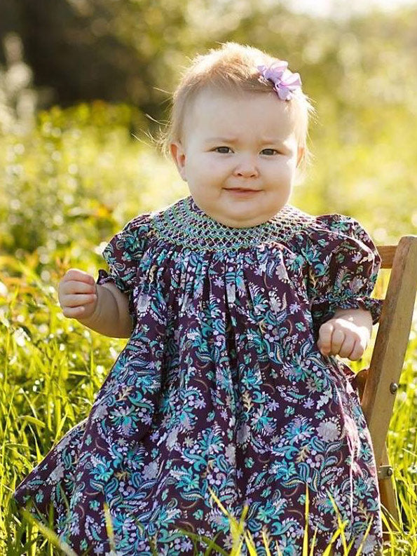 Hand Smocked Dresses for Baby Girls Purple and Mint Bishop Hand Smocked Dresses for Baby Girls Purple and Mint Bishop