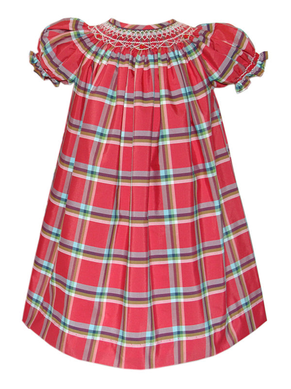 Red Tartan Girls Smocked Bishop Dress Red Tartan Girls Smocked Bishop Dress