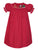 Beautiful Red Christmas Winter Holiday smocked and embroidery bishop dress for girls - Santa and reindeer design 
