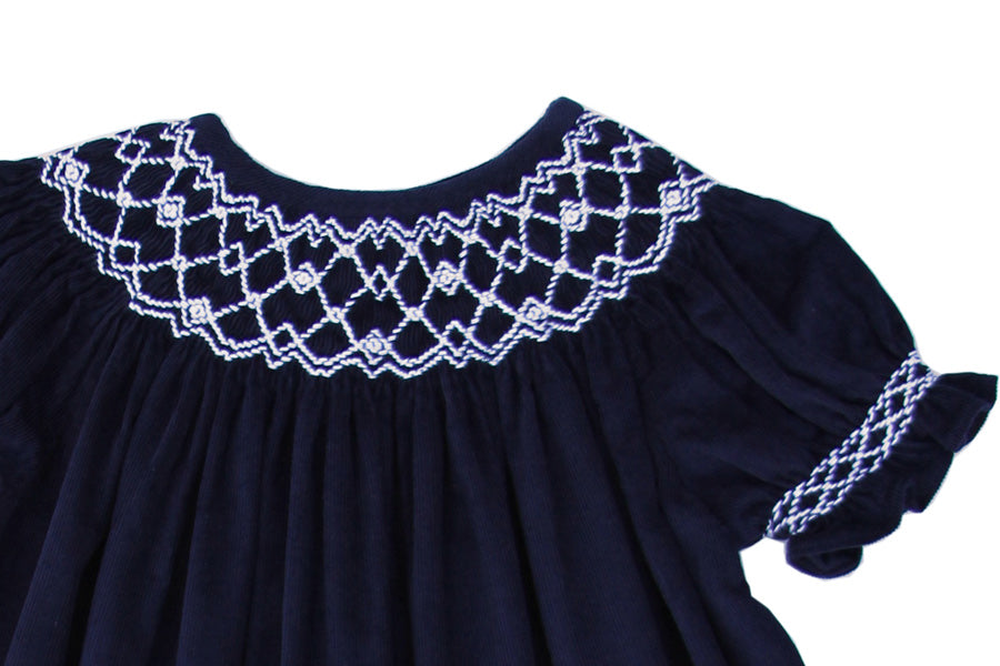 The Best Dressed Child Girls Navy Blue Smocked Nativity Dress - Bishop main image 1