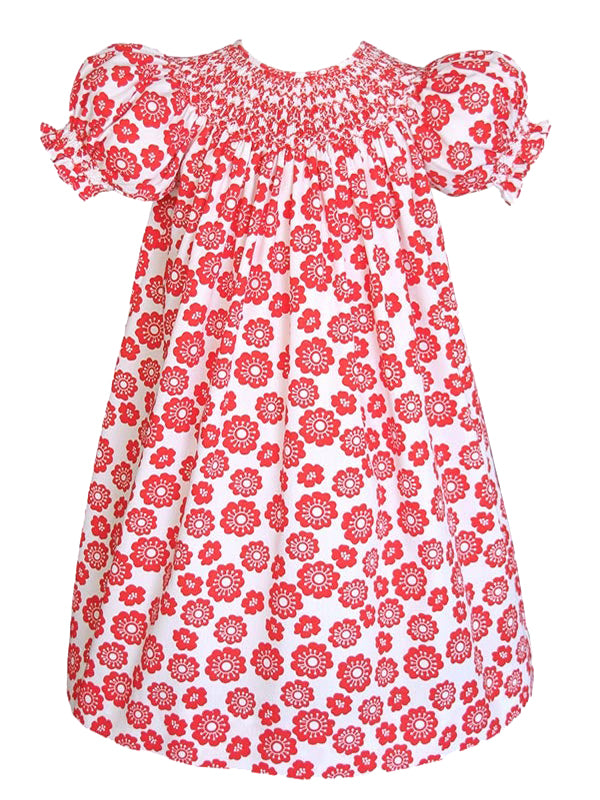 red dress with little white flowers White Organza Red Satin Belt Cheap Simple Flower Girl Dresses , FGS123 AlineBridal