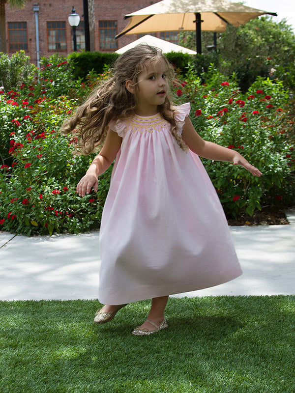Hand Smocked Baby Pink  Dresses 