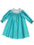 Aquamarine Girls Bishop Dress with Smocked Easter Bunny and Long Sleeves--Carousel Wear - 1