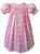 Hand Smocked Girls Pink Dress - Heart Floral Flower All over Print Design Smocked and Embroidery