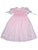 Adorable Light Pink Smocked and Embroidered Heirloom Dress for Girls - Peter-Pan Collar, Lace Ribbons and Floral Flower Embroidery Design 
