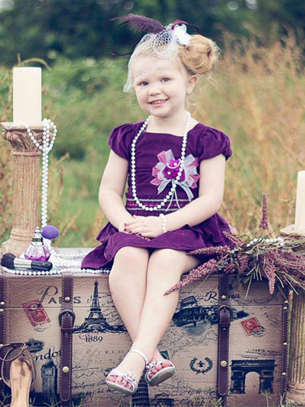 Toddler Girls purple smocked Dresses 