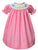 Adorable and Sweet Bright Pink Spring Easter Holiday Smocked and Embroidered Bishop Dress for Girls - Cute Bunny Rabbit Embroidery Design