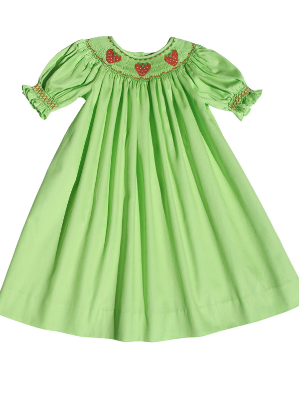 Baby Girls Hand Smocked Strawberry Bishop Dress Baby Girls Hand Smocked Strawberry Bishop Dress
