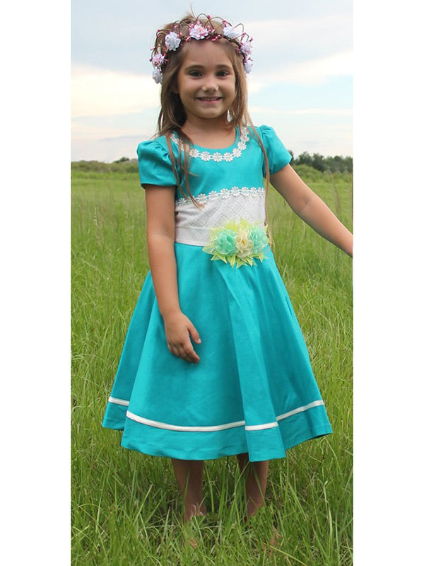 Turquoise green girls party dress 