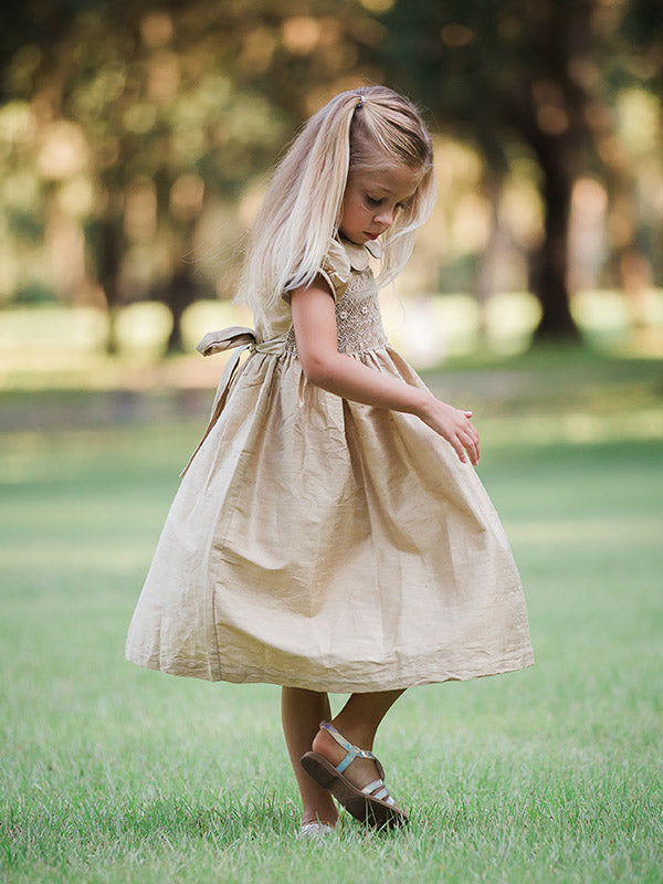 natural raw silk toddler dresses Flower-dyed Silk + Linen Toddler Dress (12 mo)