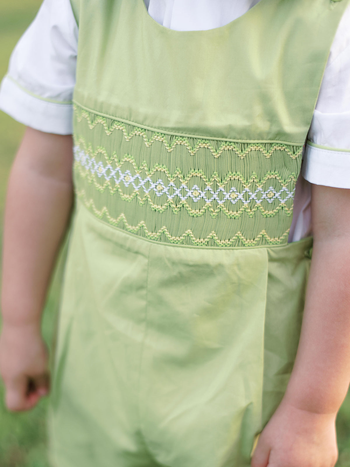 Petit Bebe Boys Blue & Green Check Smocked Pumpkin Truck Longall main image 1