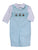 Adorable light blue christmas holiday overall pants for boys - smocked and embroidered penguin design