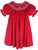 Red Christmas Dresses for little girls with hand smocked snowmen 