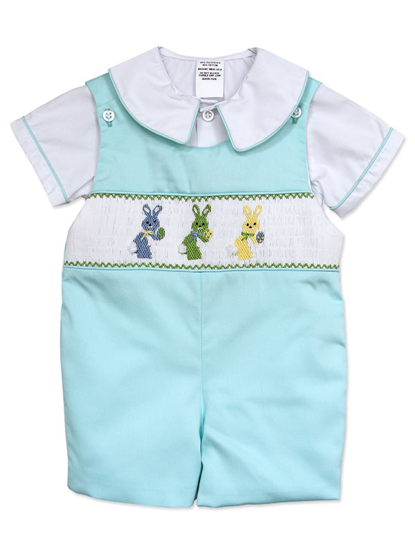 Baby Boy Smocked Easter Outfit Bunny Shortall