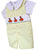 Adorable yellow Easter shortall outfit with smocking and bunny and carrot car embroidery design for boys