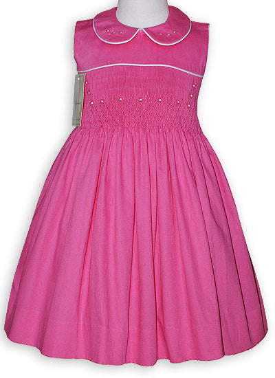 Hand Smocked Baby Pink Summer Dress 