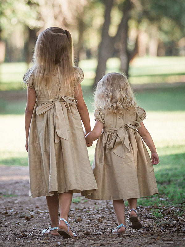Golden Silk Hand Smocked Heirloom Girls Dress Golden Silk Hand Smocked Heirloom Girls Dress