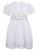 Adorable White Organza Spring Summer Holiday Smocked and Embroidered Dress for Girls