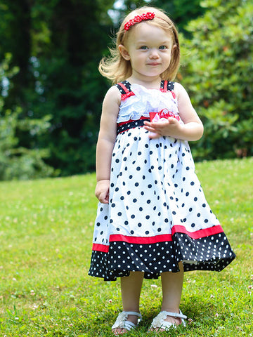 Girls Summer dresses with dots and ruffles 