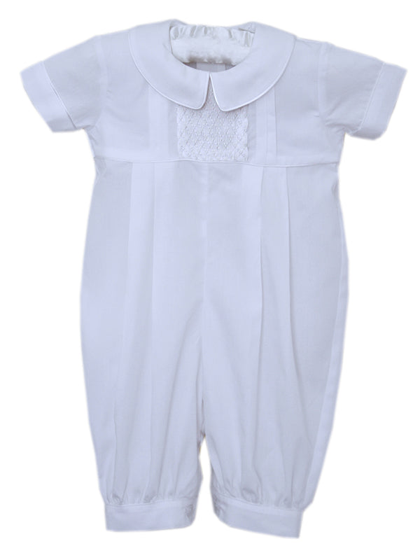 Christening Dedication Boys White Outfit Overalls