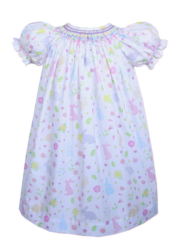 open lace back dress Light Purple Easter Smocked Bishop Dress - main image 0