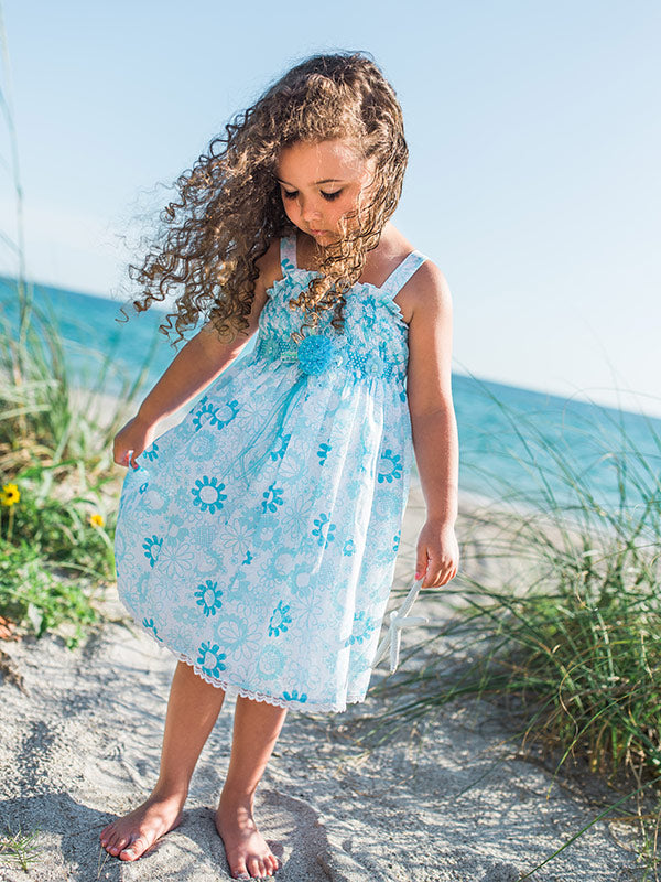 Girls Hand Smocked Summer Beach Dress - Main Image