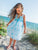 Turquoise Girls Smocked Beach Dress - Summer Frill Floral Flower All over Print Strap Dress